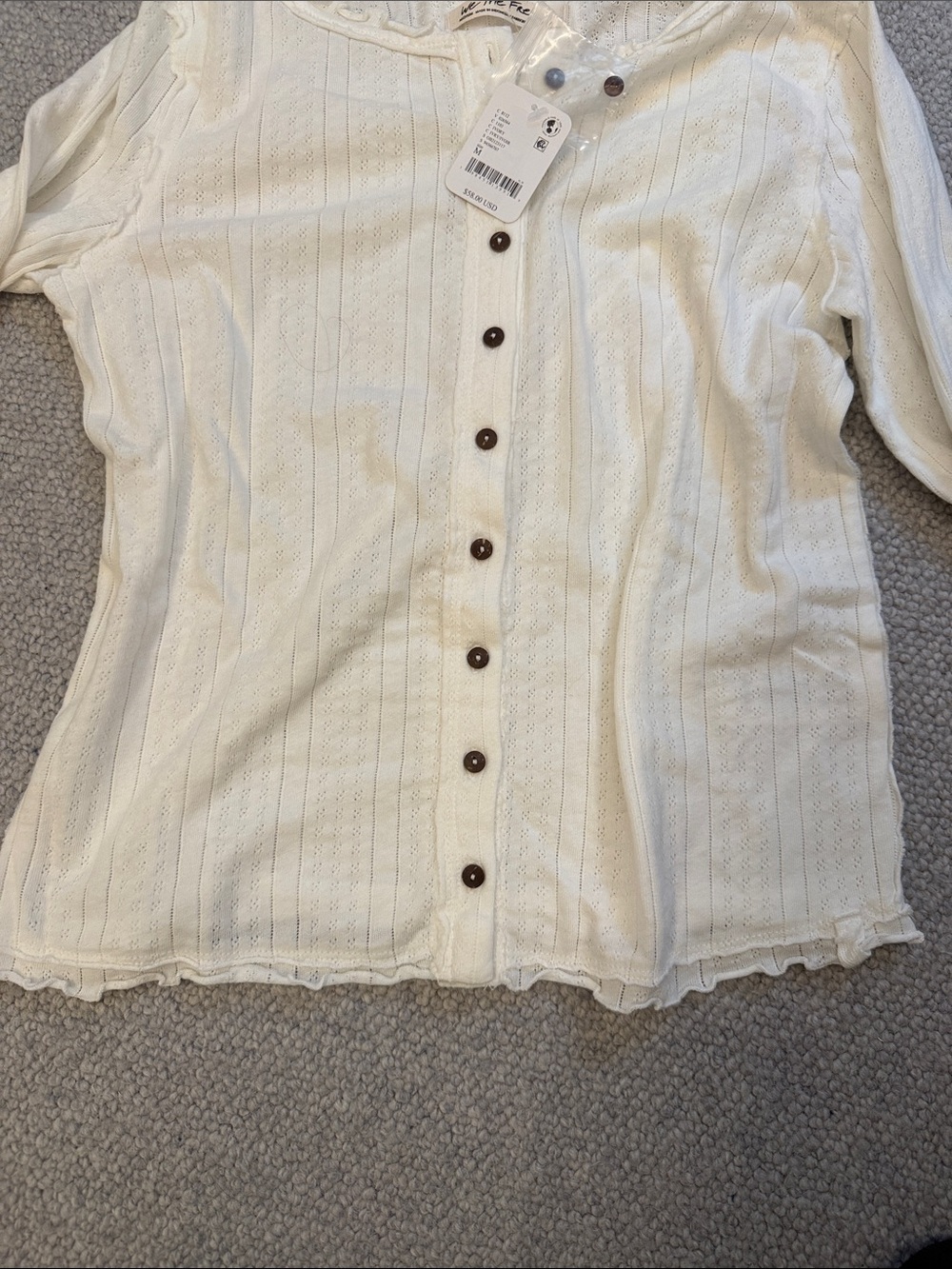 We The Free Cream Button-Front Ribbed Knit Top - Picture 4 of 7